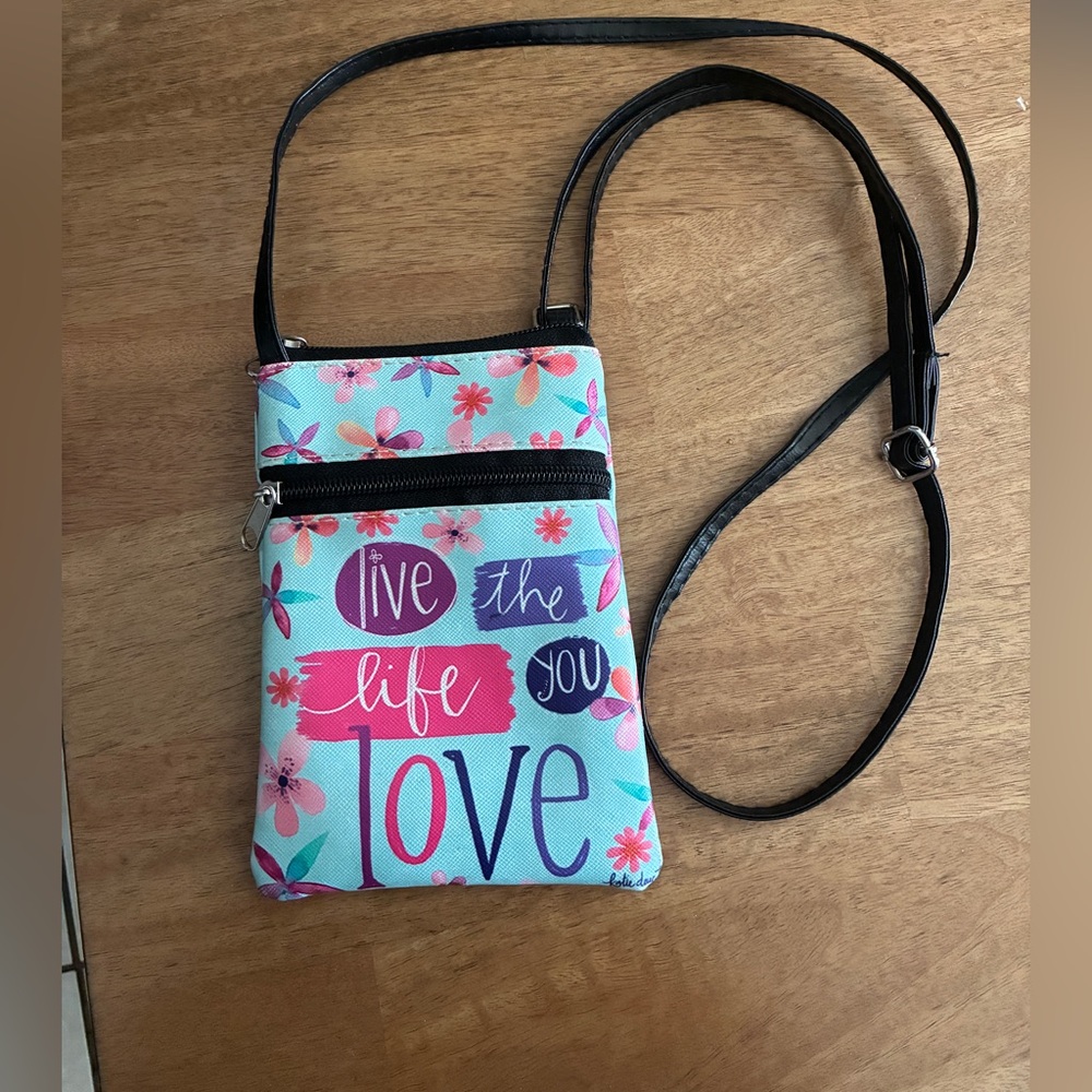 Floral Crossbody Bag - Blue and Pink